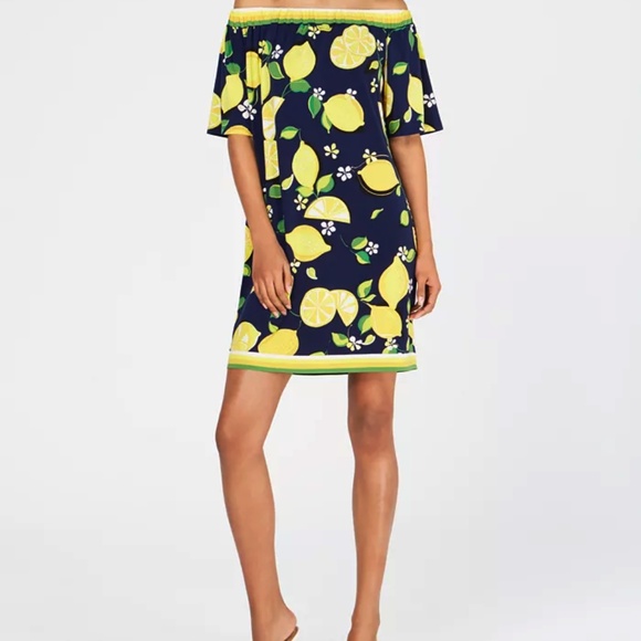 Trina Turk off shoulder lemon dress size M - Picture 1 of 6